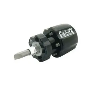 Picquic 91002 STUBBY Multi-Bit Screwdriver, #1, #2 Robertson, #1, #2 Phillips, 3/16 in, 1/4 in Slotted Drive