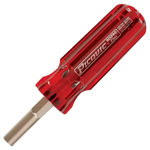 SIXPAC Plus Series Multi-Bit Screwdriver, Phillips, Robertson, Slotted Drive, Solid Handle