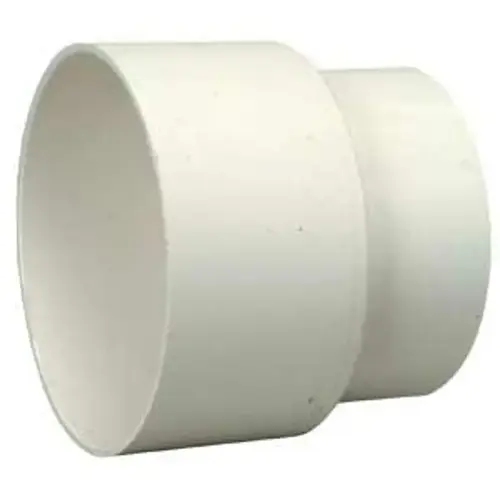 Pipe Adapter, 4 in, Spigot Hub x Hub, PVC, White Pipe Adapter, 4 in, Spigot Hub x Hub, PVC, White