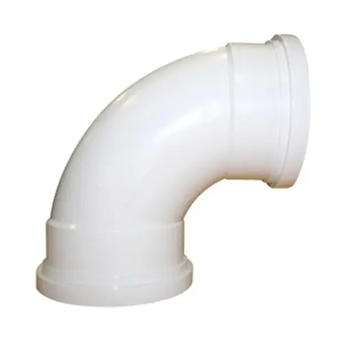 Pipe Elbow, 4 in, Hub, 90 deg Angle, PVC Pipe Elbow, 4 in, Hub, 90 deg Angle, PVC