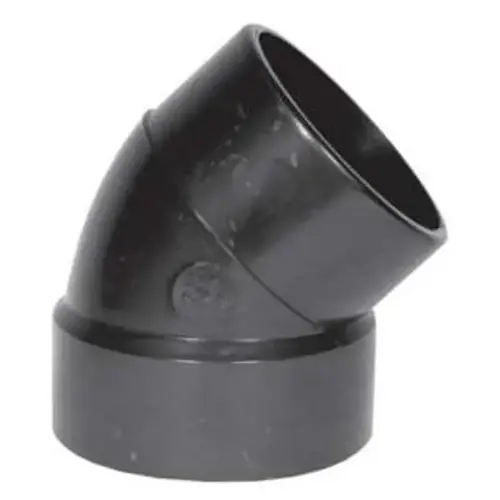 Pipe Elbow, 3 in, Hub x Spigot, 45 deg Angle, ABS, SCH 40 Schedule Pipe Elbow, 3 in, Hub x Spigot, 45 deg Angle, ABS, SCH 40 Schedule