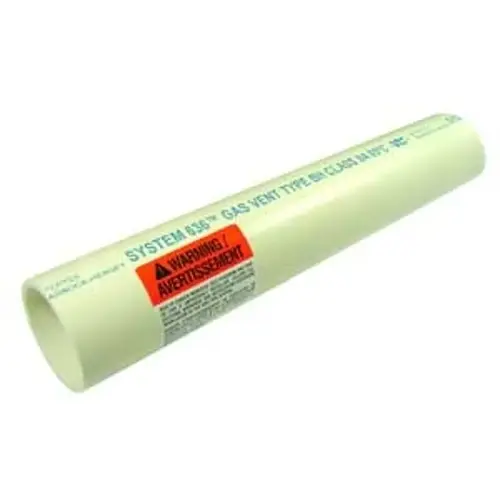 System 636 Flue Gas Vent Pipe, 3 in OD, 10 ft L, PVC System 636 Flue Gas Vent Pipe, 3 in OD, 10 ft L, PVC