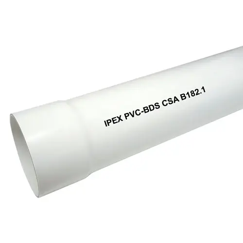 Sewer Pipe, 4 in, 10 ft L, PVC Sewer Pipe, 4 in, 10 ft L, PVC