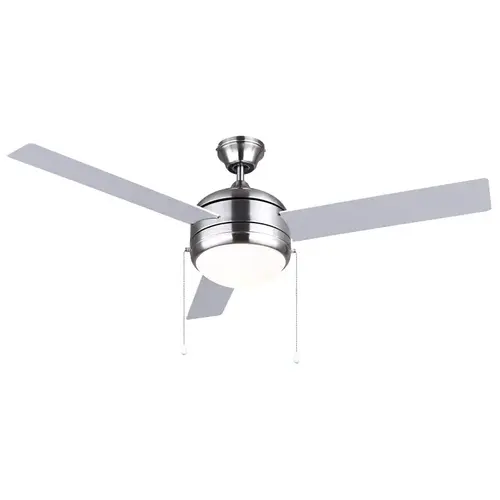 CALIBRE III LED Ceiling Fan, 3-Blade, Black Housing, Black Blade, 48 in Sweep, Plywood Blade
