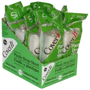 Inteplast Group 333-00 Cover-Its Drop Sheet, 12 ft L, 8 ft W, Plastic, Clear