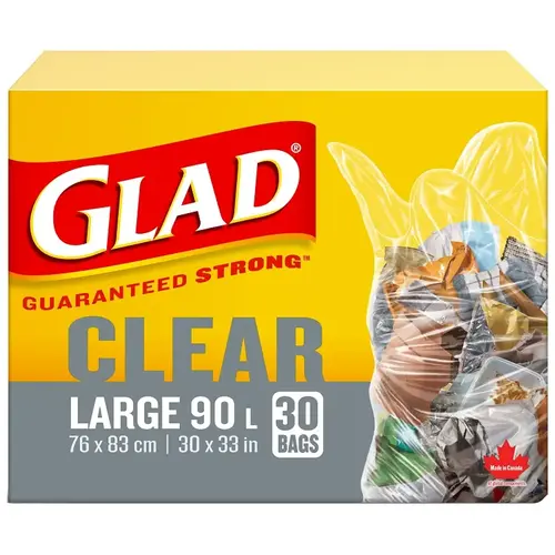 Garbage Bag, L, 90 L, Clear - pack of 30