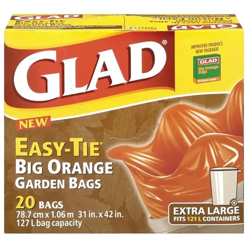 Easy-Tie 30201 31INX42INOR Garbage Bag, XL, Polyethylene, Orange - pack of 20 Easy-Tie 30201 31INX42INOR Garbage Bag, XL, Polyethylene, Orange - pack of 20