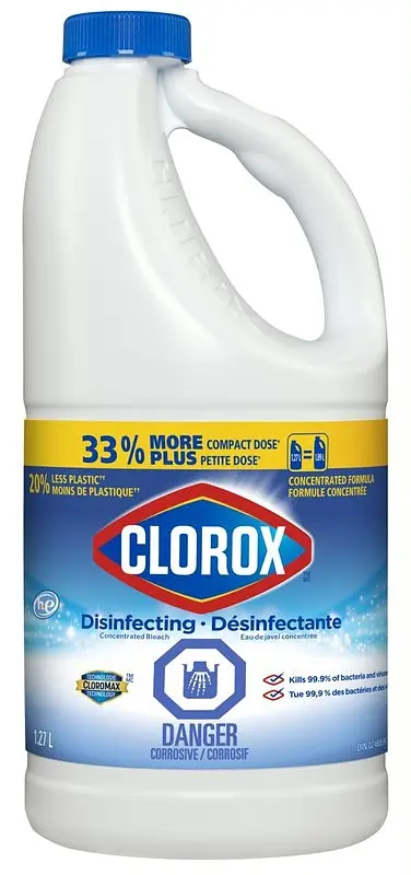 CLOROX Disinfecting Concentrated Bleach 1.27 L Bottle Liquid Bleach Clear/Light Yellow - pack of 6 01725-XCP6