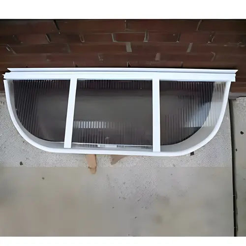 Window Well Cover, 66 in L, 24 in W, Aluminum/Polycarbonate, Clear/White
