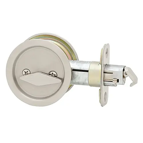 Round Pocket Door Lock Series Privacy, Universal Hand, Satin Nickel, 2-3/8 in Backset Round Pocket Door Lock Series Privacy, Universal Hand, Satin Nickel, 2-3/8 in Backset