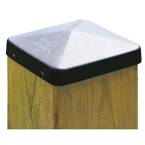 Post Cap, 5-1/2 in L, 5-1/2 in W, Aluminum, Black Post Cap, 5-1/2 in L, 5-1/2 in W, Aluminum, Black