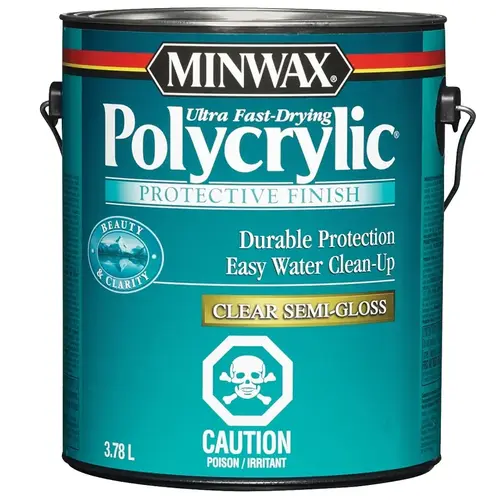 Polycrylic Protective Finish, Semi-Gloss, Liquid, Clear, 3.78 L