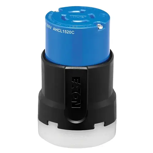 Ultra-Grip Locking Connector, 3 -Pole, 20 A, 250 VAC, NEMA: NEMA L15-20, Black/Blue Ultra-Grip Locking Connector, 3 -Pole, 20 A, 250 VAC, NEMA: NEMA L15-20, Black/Blue