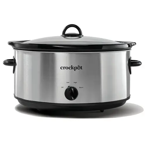 Manual Slow Cooker, 8 qt Capacity, Stainless Steel Silver