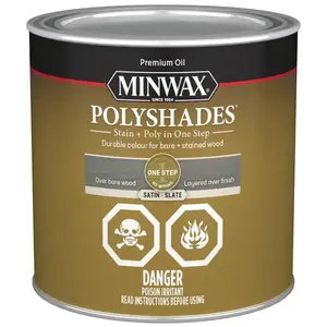 Minwax CM2139844 PolyShades Polyurethane Wood Stain, Satin, Slate, Liquid, 236 mL