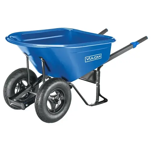 Wheelbarrow, 7 cu-ft Volume, HDPE, 2-Wheel, Pneumatic Wheel, 16 in Wheel Blue