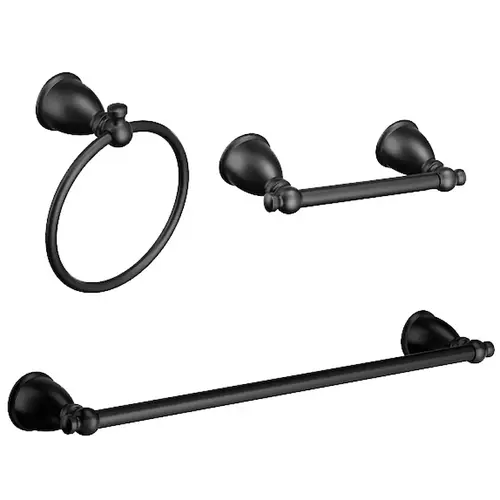 Caldwell Towel Ring, Toilet Paper Holder, and Towel Bar Matte Black Finish Caldwell Towel Ring, Toilet Paper Holder, and Towel Bar Matte Black Finish