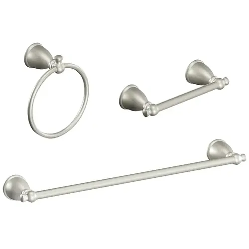 Caldwell Bathroom Hardware Set, Zinc, Brushed Nickel, Brushed Nickel, 3-Piece