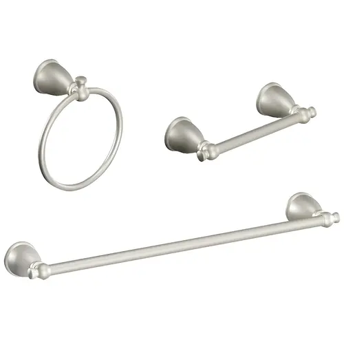 Caldwell Bathroom Hardware Set, Zinc, Brushed Nickel, Brushed Nickel, 3-Piece Caldwell Bathroom Hardware Set, Zinc, Brushed Nickel, Brushed Nickel, 3-Piece