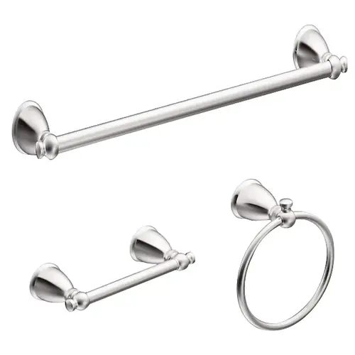 Caldwell Bathroom Hardware Set, Zinc, Chrome, 3-Piece