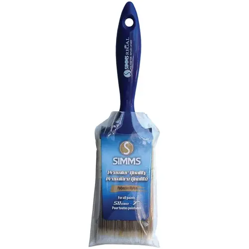 Paint Brush, 2 in W, Flat Brush, 2-1/2 in L Bristle, Nylon/Polyester Bristle