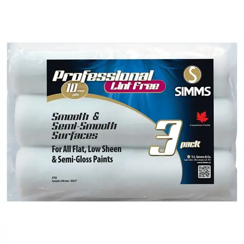 Roller Refill, 3/8 in Thick Nap, 9-1/2 in L, Fabric Cover - pack of 3 Roller Refill, 3/8 in Thick Nap, 9-1/2 in L, Fabric Cover - pack of 3