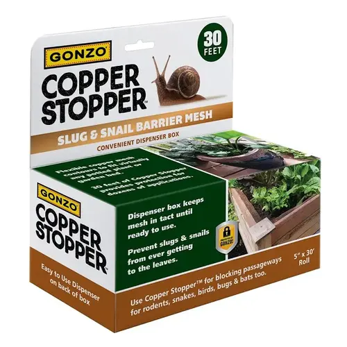 Copper Stopper Animal Repellent Barrier, Mesh, 30 ft L, Repels: Slug, Snails