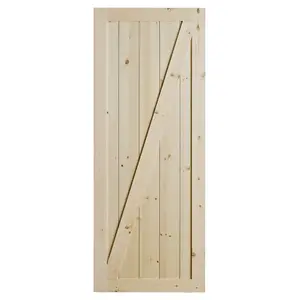 Colonial Elegance RDCHA-38-37 Chalet Barn Door, 37 in W Door, 84 in H Door, Pine Door, Natural Door