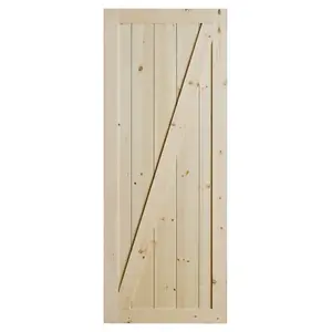 Colonial Elegance RDCHA-33/RDC38-33 Chalet Barn Door, 33 in W Door, 84 in H Door, Pine Door, Natural Door