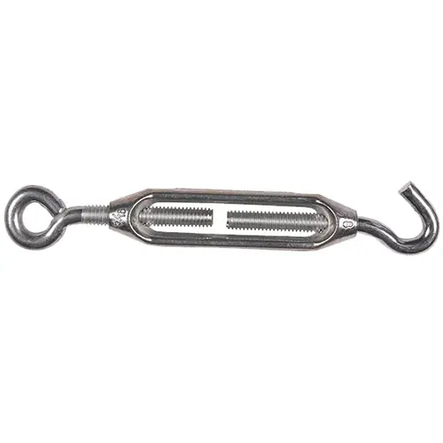 Turnbuckle, 3/8 in Thread, Hook, Eye, 3 in Take-Up, Metal Zinc Turnbuckle, 3/8 in Thread, Hook, Eye, 3 in Take-Up, Metal Zinc
