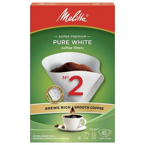 Coffee Filter, Cone, Paper, White, 40/PK Coffee Filter, Cone, Paper, White, 40/PK
