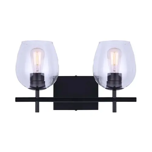 CAIN Vanity Light, 120 V, 200 W, 2-Lamp, Type A Lamp, Metal Fixture, Black Fixture CAIN Vanity Light, 120 V, 200 W, 2-Lamp, Type A Lamp, Metal Fixture, Black Fixture