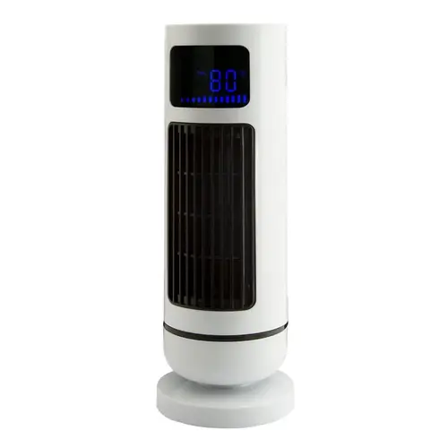 12 in USB Oscillating Tower Fan, 5 V, 3-Speed, 60 deg Rotating, White