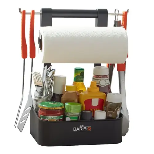 Collapsible BBQ Caddy, Plastic, Black