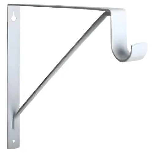 Heavy-Duty Closet Rod And Shelf Bracket, Steel Material, 11" Length, 10" Height, Bright White Finish