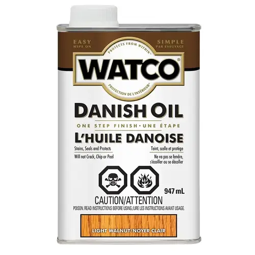 Danish Oil Transparent Light Walnut Oil-Based 1 qt Light Walnut - pack of 4 Danish Oil Transparent Light Walnut Oil-Based 1 qt Light Walnut - pack of 4