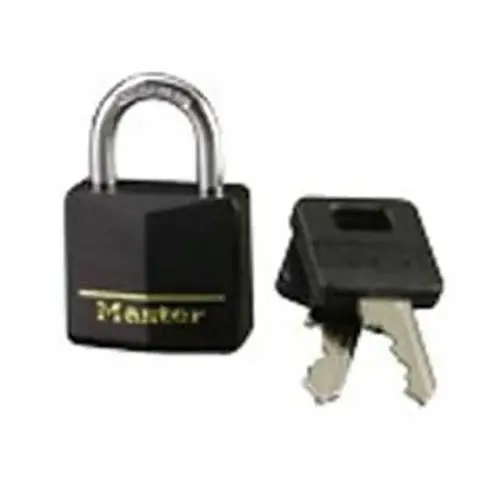 Padlock 1-3/16" W Vinyl Covered 4-Pin Cylinder Black Padlock 1-3/16" W Vinyl Covered 4-Pin Cylinder Black
