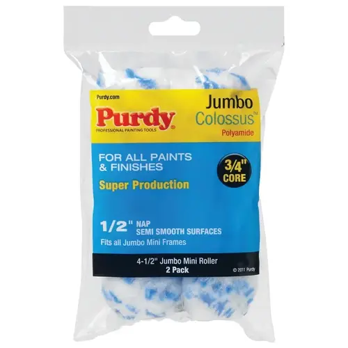 Jumbo Mini Paint Roller Cover, Colossus, 4-1/2 x 1/2-In Pair