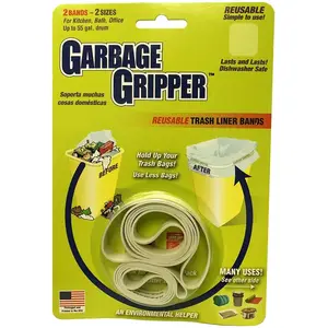 Garbage Gripper 530 Trash Liner Bands Flat Top White Pair