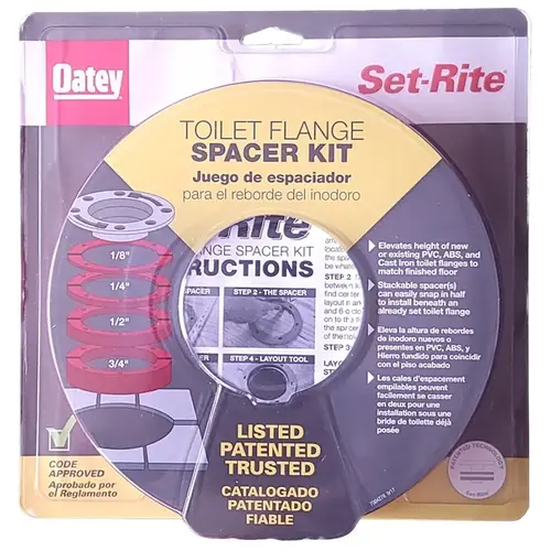 Set-Rite Toilet Flange Spacer Kit (Includes Four Spacer Sizes) Red Set-Rite Toilet Flange Spacer Kit (Includes Four Spacer Sizes) Red