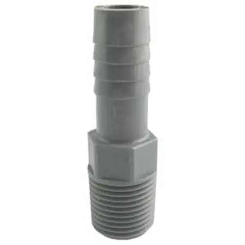 Pipe Adapter, 1-1/2 in, MPT x Insert, Polyethylene, Gray