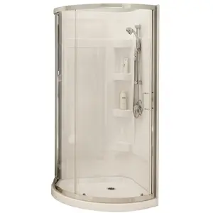 MAAX 300001-000-001102 Cyrene 300001-000-001-102 Shower Kit, 34 in L, 34 in W, 76 in H, Acrylic, Chrome, Glue Up Installation, Round White