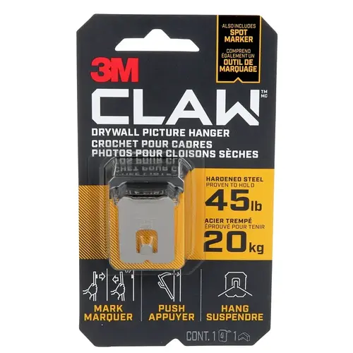 Picture Hanger, 45 lb, Steel, Drywall Mounting, 1/EA - pack of 4 Picture Hanger, 45 lb, Steel, Drywall Mounting, 1/EA - pack of 4