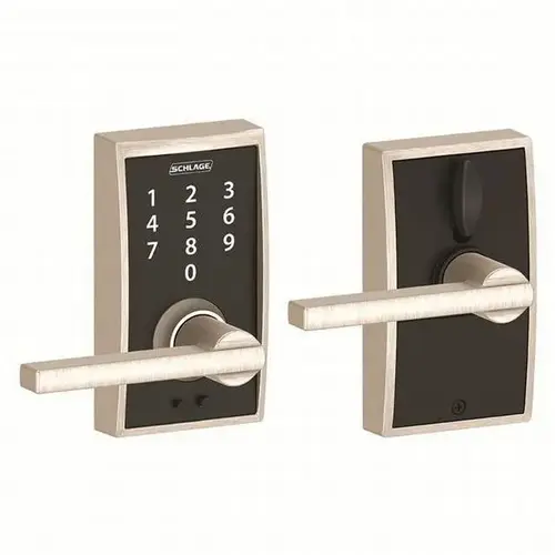 Century with Latitude Lever Keyless Touch Lever Lock with 16211 Latch and 10063 Strike Satin Nickel Finish Century with Latitude Lever Keyless Touch Lever Lock with 16211 Latch and 10063 Strike Satin Nickel Finish