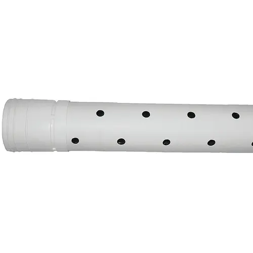 Triple-Wall Pipe, 4 in, 10 ft L, Bell x Spigot, White