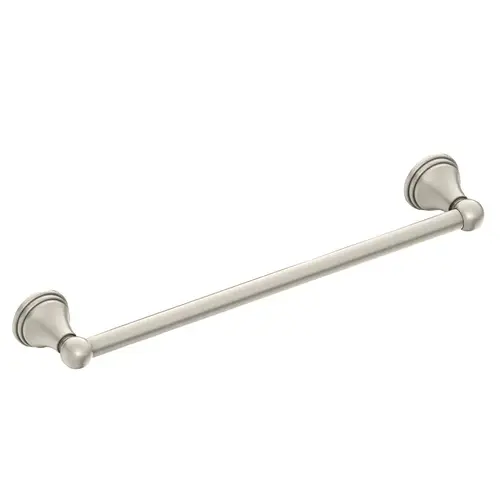 Towel Bar, 18 in L Rod, Aluminum, Brushed Nickel, Surface Mounting Towel Bar, 18 in L Rod, Aluminum, Brushed Nickel, Surface Mounting