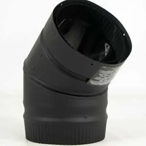 Stove Pipe Elbow, 45 deg Angle, 6 in, 28, 26 ga Gauge, Stainless Steel, Black Stove Pipe Elbow, 45 deg Angle, 6 in, 28, 26 ga Gauge, Stainless Steel, Black