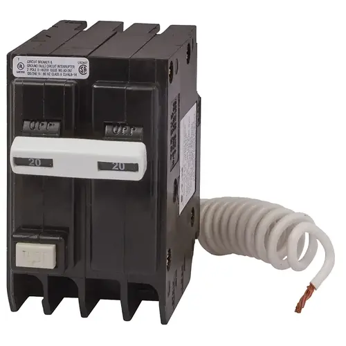 Circuit Breaker, GFCI, Type GFTCB, 20 A, 2 -Pole, 120/240 V, Plug Mounting Circuit Breaker, GFCI, Type GFTCB, 20 A, 2 -Pole, 120/240 V, Plug Mounting