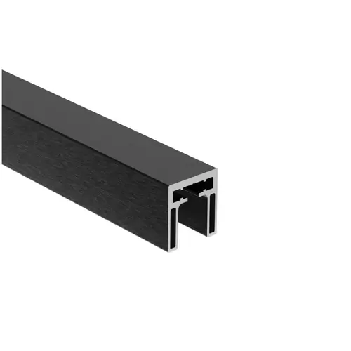 1 5/8" Square Aluminum Cap Rail Matte Black 120" Length 1 5/8" Square Aluminum Cap Rail Matte Black 120" Length