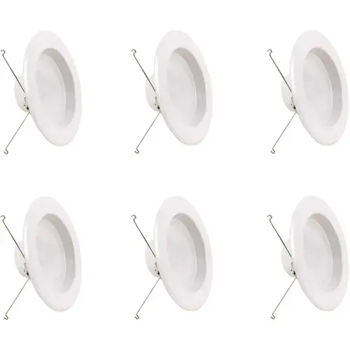 6 Recessed Downlight, 75 W, 120 V, LED Lamp, Aluminum, White - pack of 6